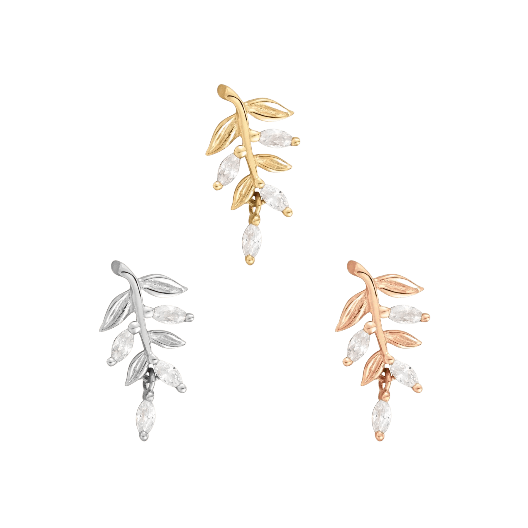 Growth CZ Threadless End – 14K Gold Marquise Charm