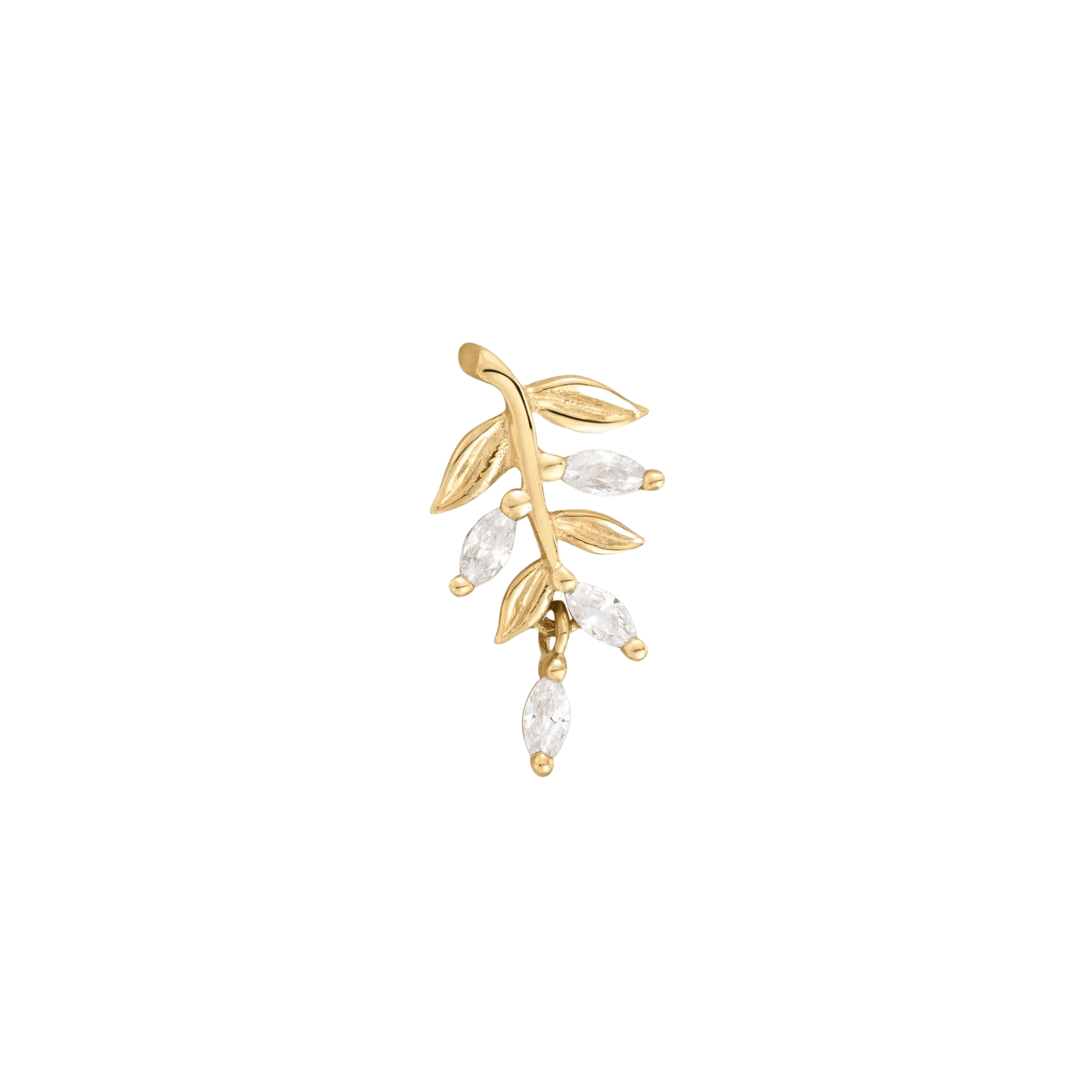 Growth CZ Threadless End – 14K Gold Marquise Charm