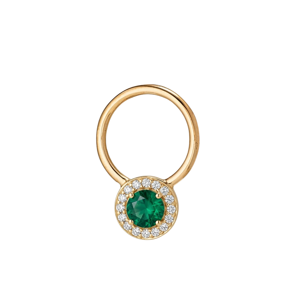 Halo - 14K Gold Multi-Stone Fixed Bead Ring - piercing - zone.com