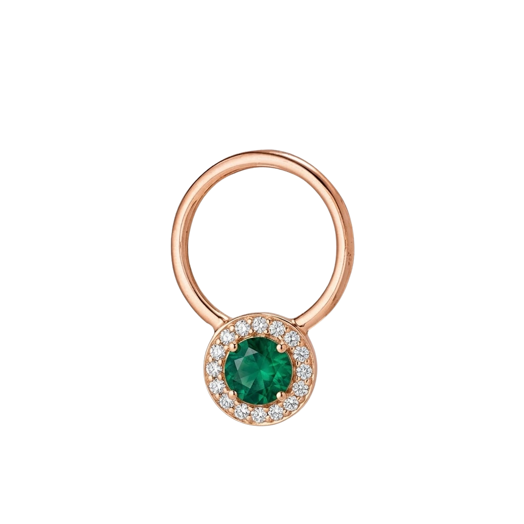 Halo - 14K Gold Multi-Stone Fixed Bead Ring - piercing - zone.com