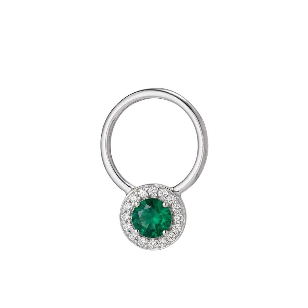 Halo - 14K Gold Multi-Stone Fixed Bead Ring - piercing - zone.com