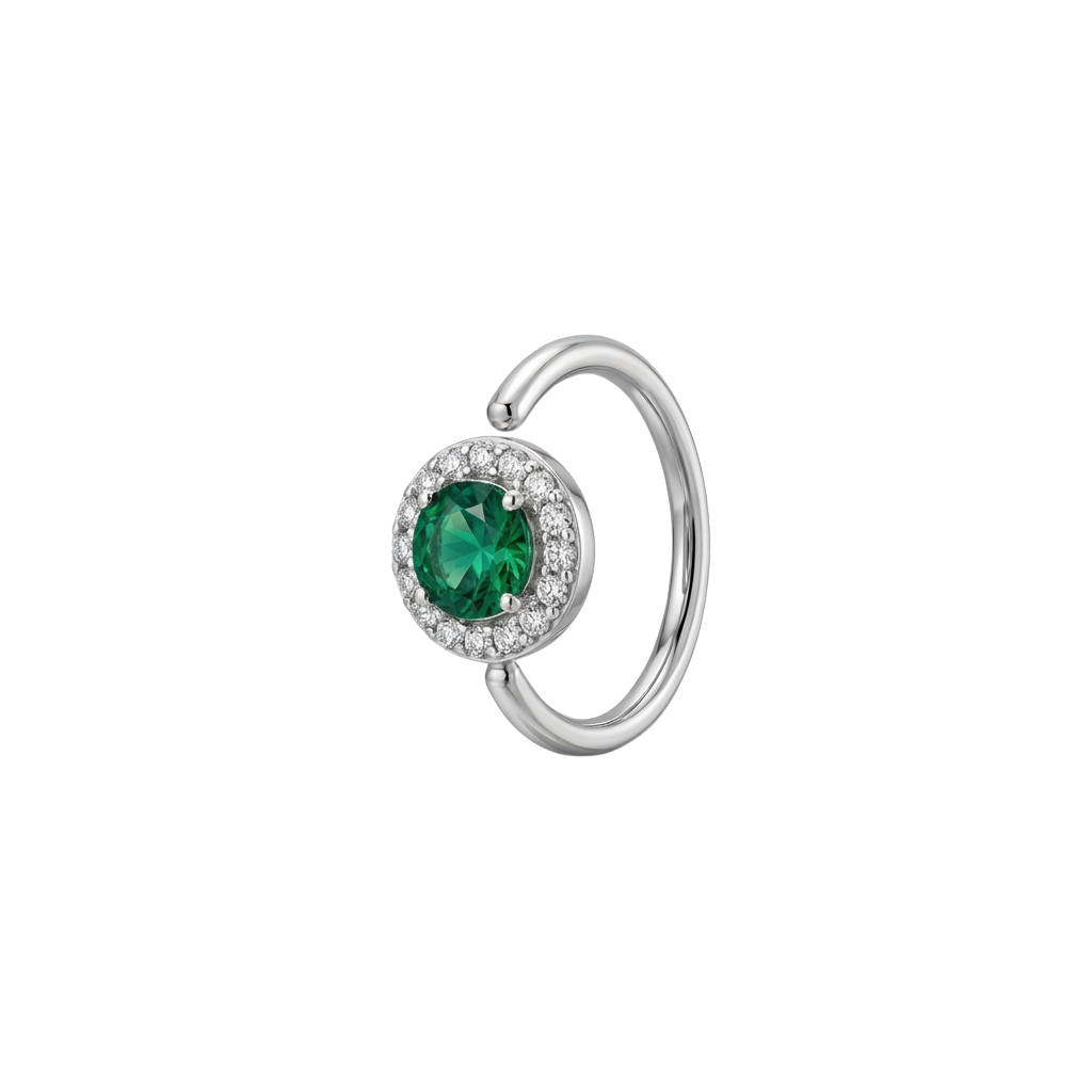Halo - 14K Gold Multi-Stone Fixed Bead Ring - piercing - zone.com