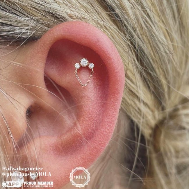 HALSTON - GENUINE DIAMOND + CHAIN - THREADLESS END piercing-zone.com