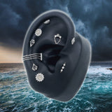 HALSTON - GREY DIAMOND + WHITE SAPPHIRE + CHAIN - THREADLESS END piercing-zone.com