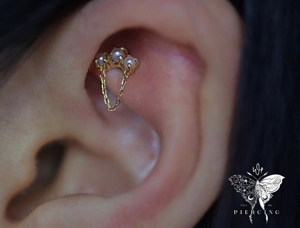 HALSTON PEARL + CHAIN - THREADLESS END piercing-zone.com