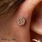 Hammered Disk - 18K Gold Threadless/Threaded End