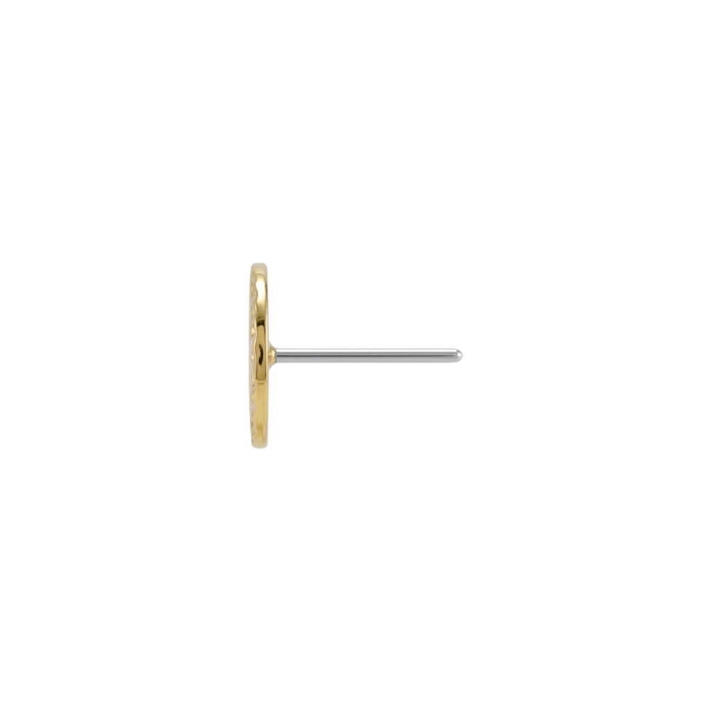 Hammered Disk - 18K Gold Threadless/Threaded End - piercing - zone.com