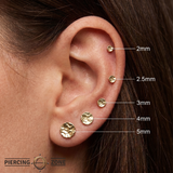 Hammered Disk – 14K Gold Textured Threadless End