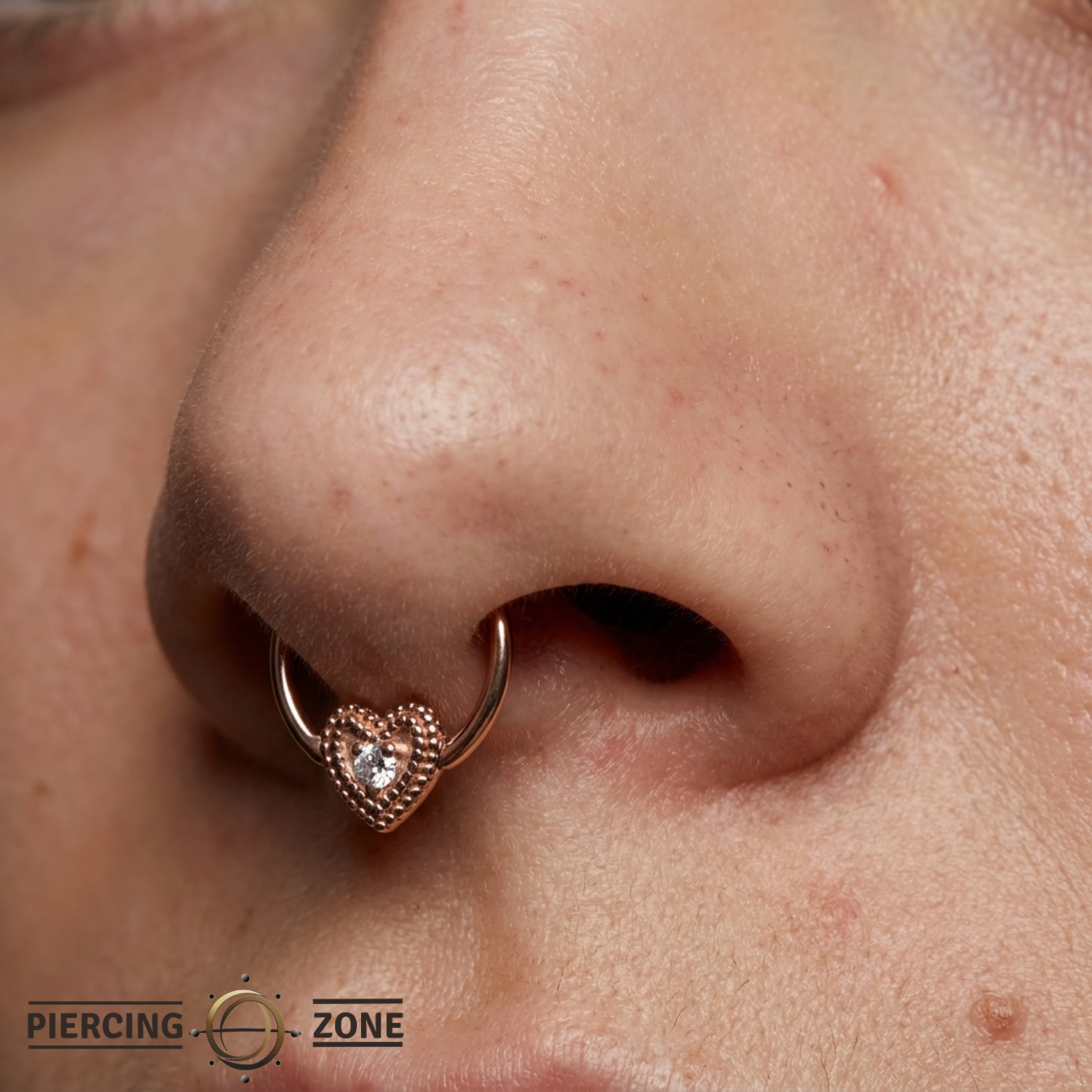Heart Double Milgrain - 14K Gold Gem Fixed Bead Ring