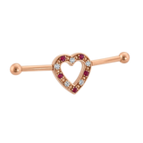 Heartline - 14K Gold Gem Heart Straight Barbell - piercing - zone.com