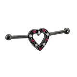 Heartline - 14K Gold Gem Heart Straight Barbell - piercing - zone.com