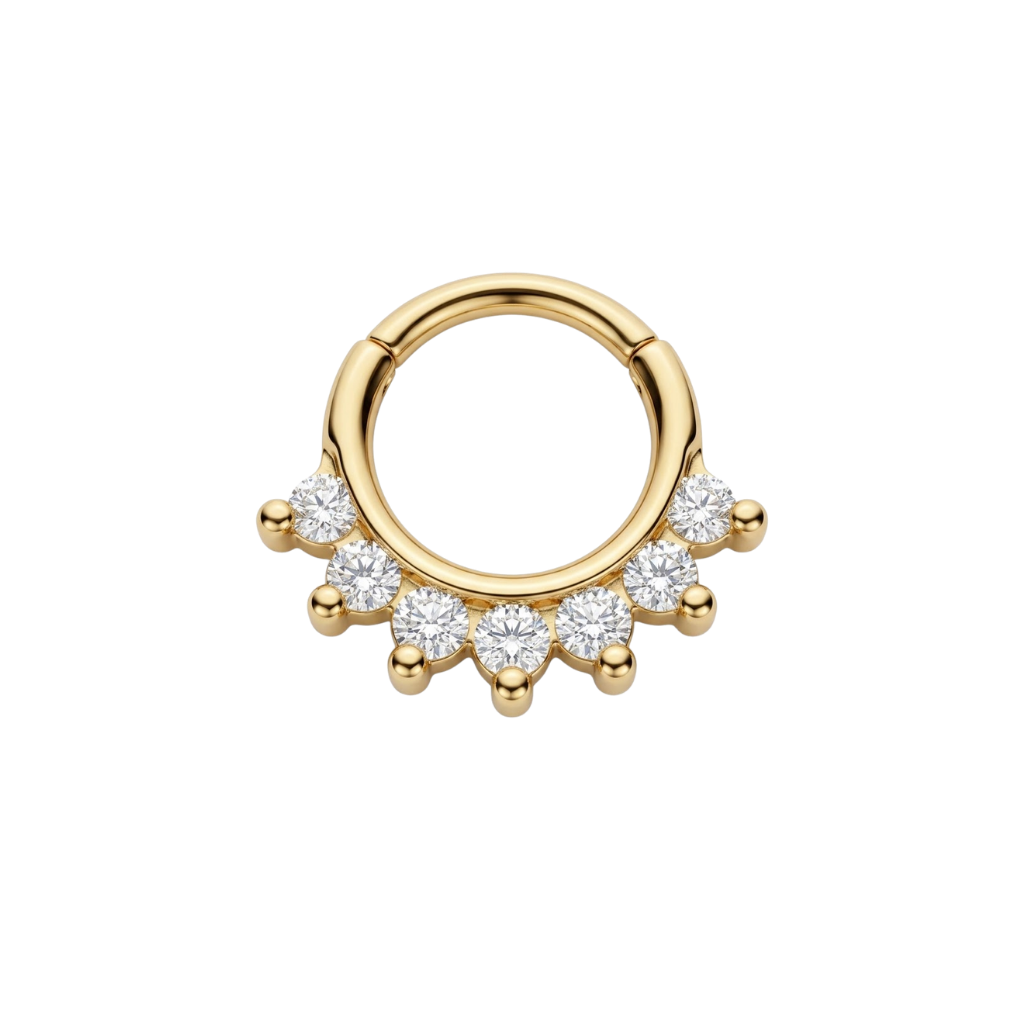 Hera Clicker - 18K Gold Gem Clicker Ring - piercing - zone.com