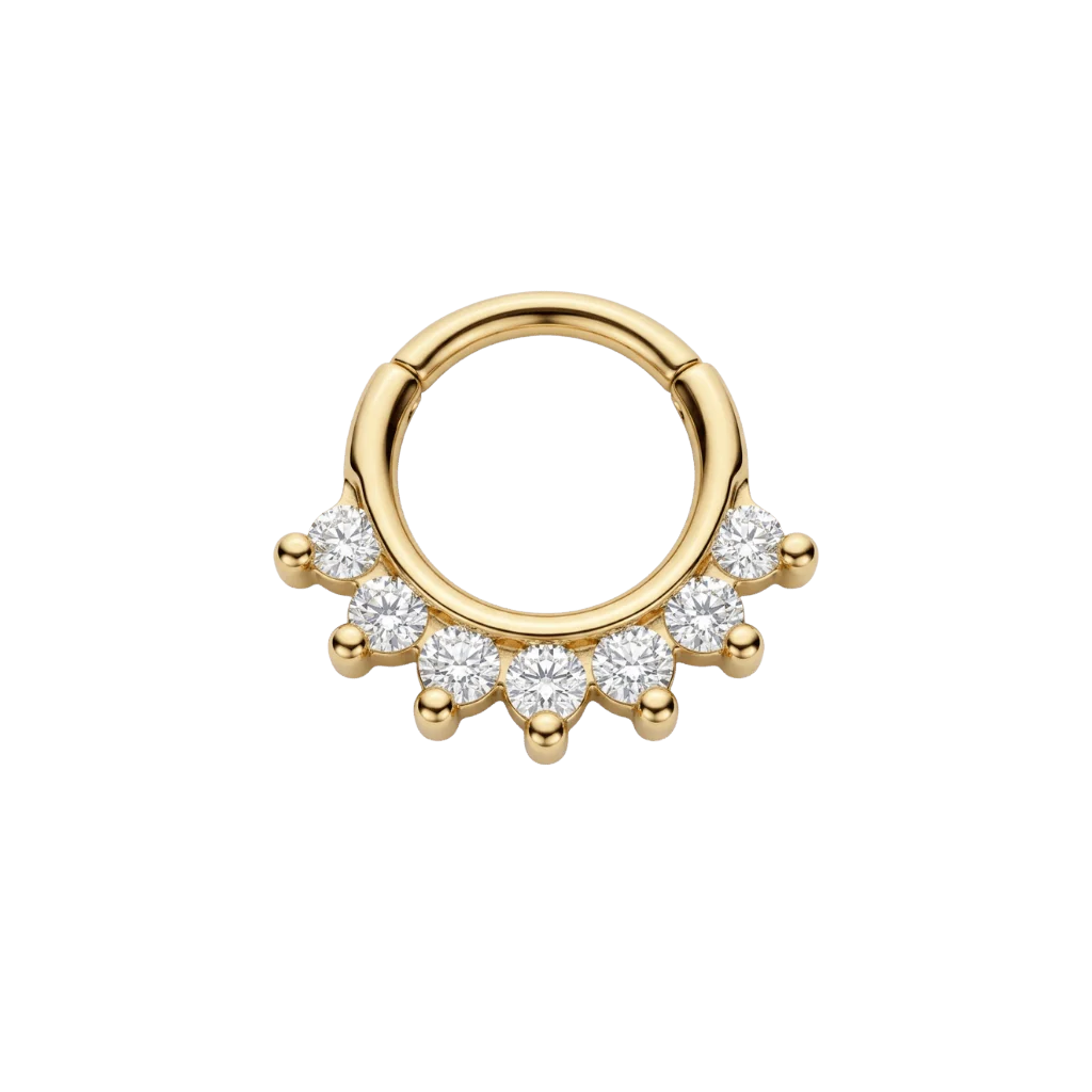 Hera Clicker - 18K Gold Lab Diamond Clicker Ring - piercing - zone.com