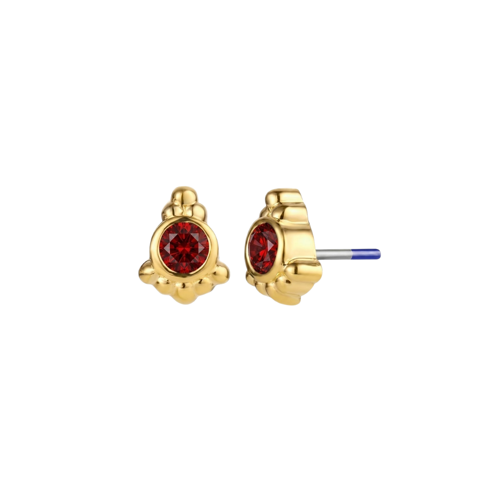 Hermes - 18K Gold Genuine Gem Threadless/Threaded End - piercing - zone.com