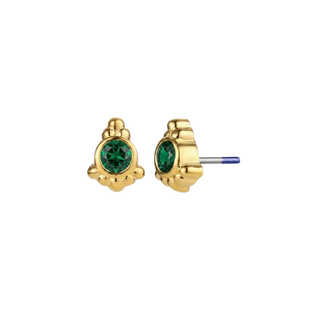 Hermes - 18K Gold Genuine Gem Threadless/Threaded End - piercing - zone.com