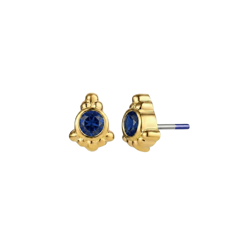 Hermes - 18K Gold Genuine Gem Threadless/Threaded End - piercing - zone.com