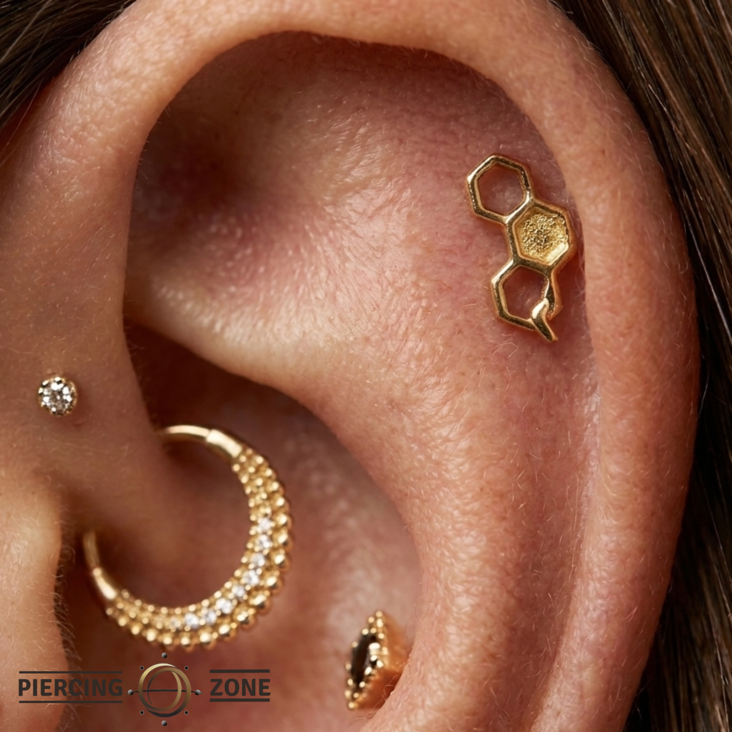Honeycomb End - 18K Gold Threadless End