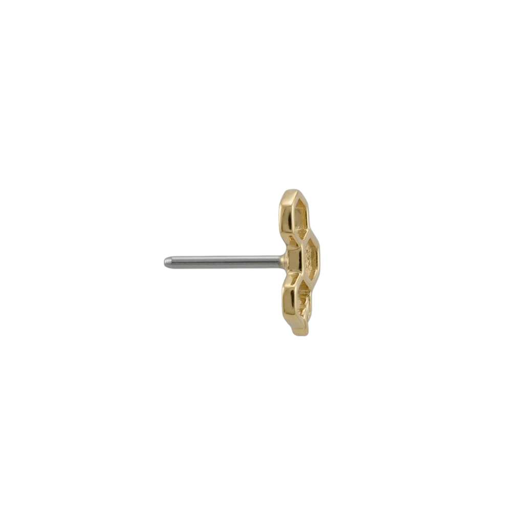 Honeycomb End - 18K Gold Threadless End - piercing - zone.com