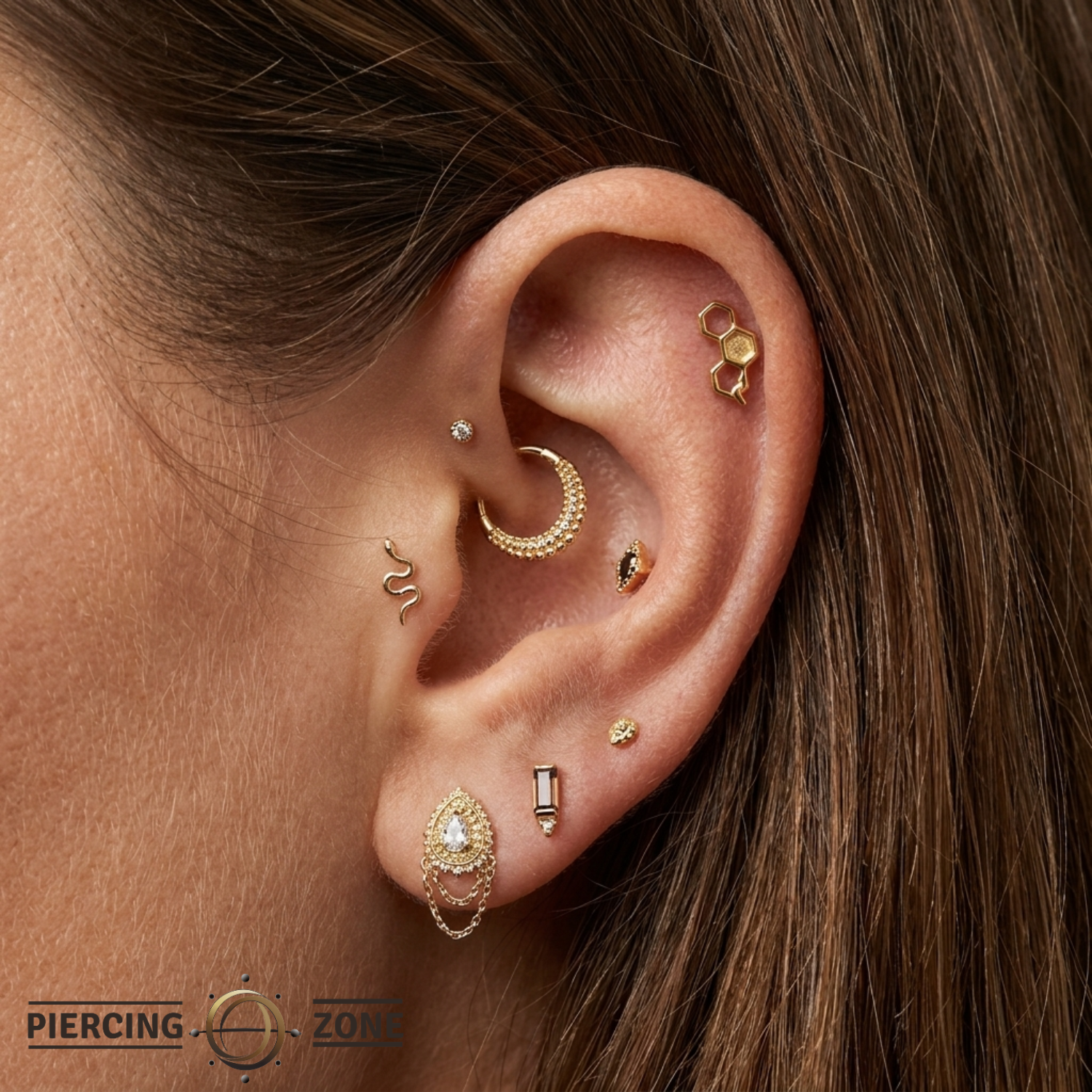 Honeycomb End - 18K Gold Threadless End