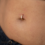Horizontal Baguette Seamless Ring – 14K Gold Cup & Divot Design