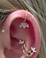 Munira 14K Gold Double Pin End with CZs and Chains – Front View