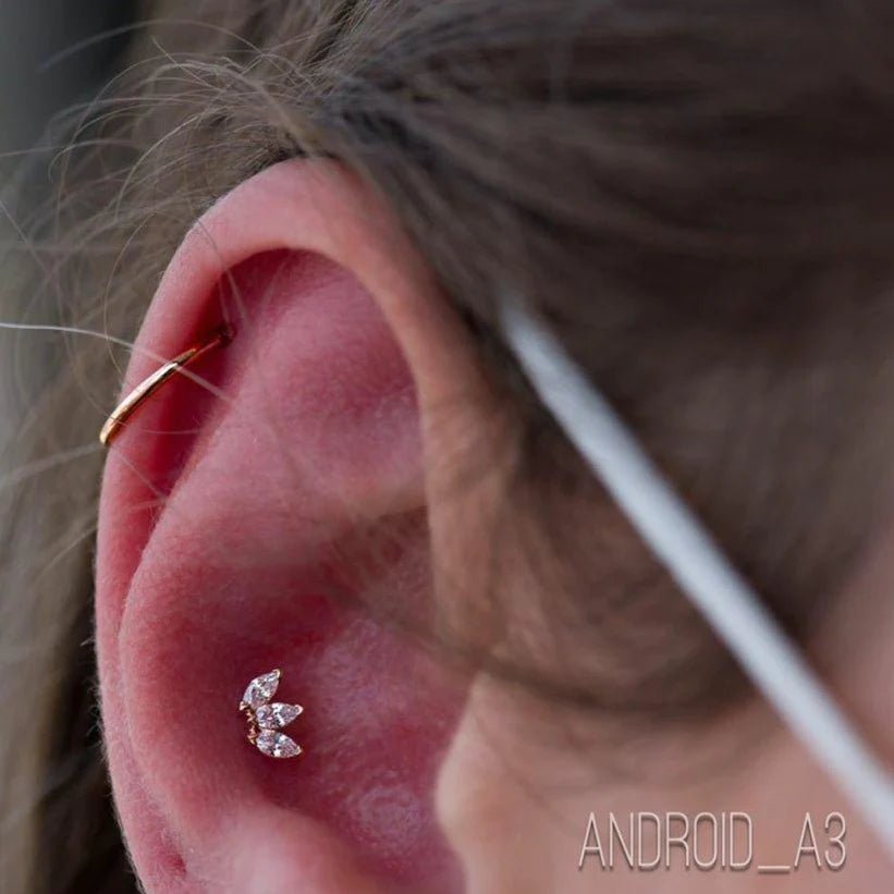 TRIPLE MARQUISE CZ-14K GOLD piercing-zone.com