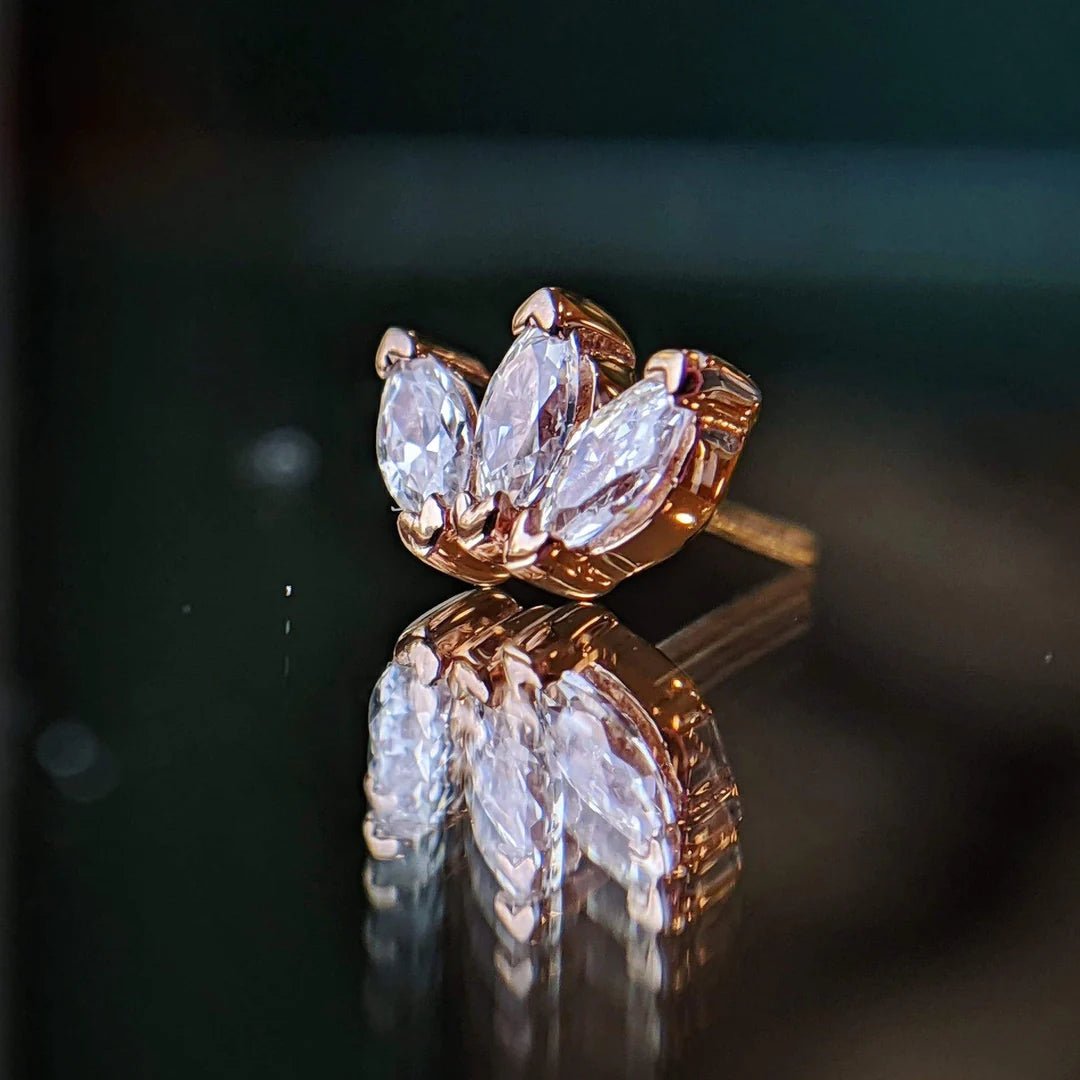 TRIPLE MARQUISE CZ-14K GOLD piercing-zone.com