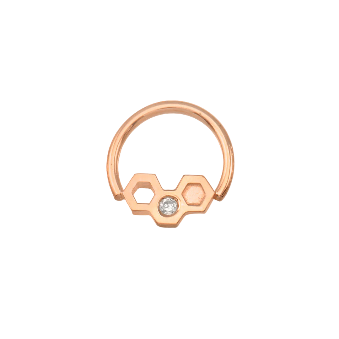 Honeycomb Texture Seamless Ring – 14K Gold Double-Sided Design