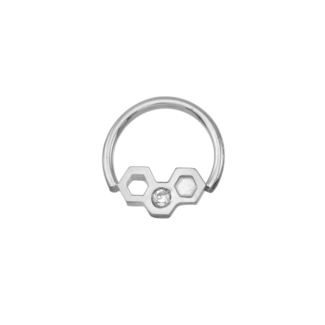 Honeycomb Texture Seamless Ring – 14K Gold Double-Sided Design