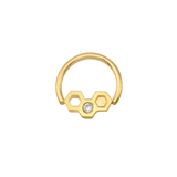 Honeycomb Texture Seamless Ring – 14K Gold Double-Sided Design