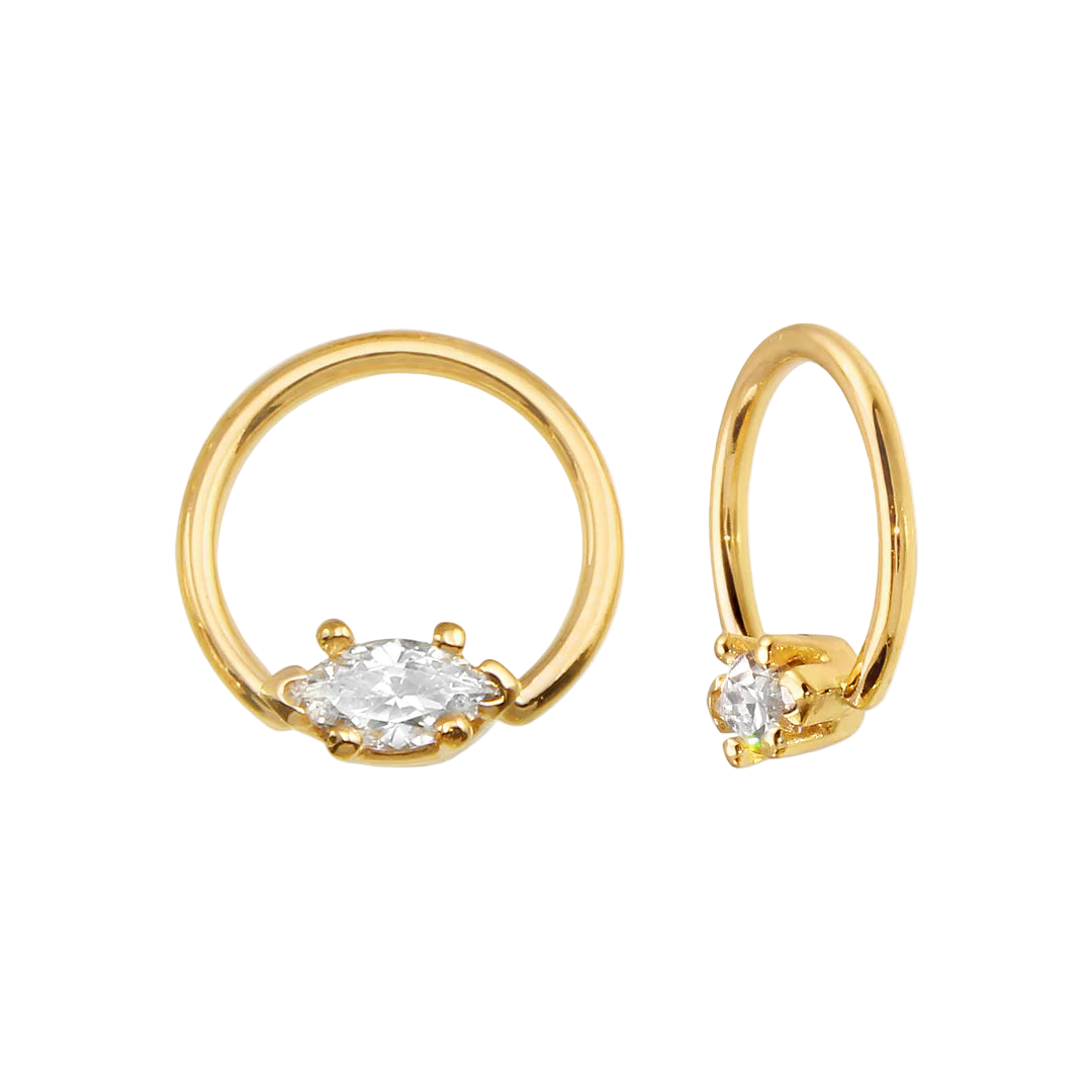 Fixed Marquise 6-Prong Seamless Ring – 14K Gold Design