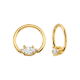 Fixed Marquise 6-Prong Seamless Ring – 14K Gold Design