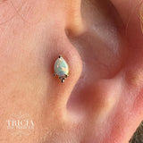 Artemis – Opal Pear Beaded – 14K Gold Threadless End