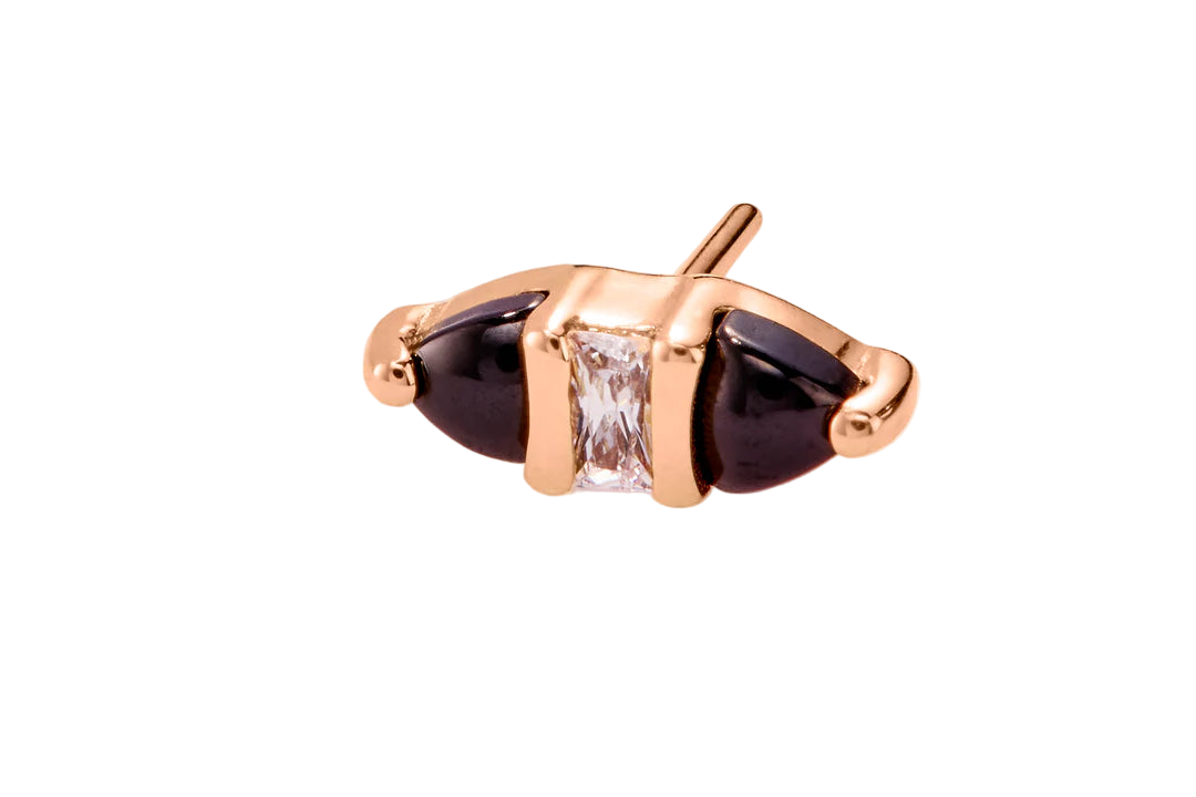 Innuendo – Black Spinel & CZ – 14K Gold Threadless End