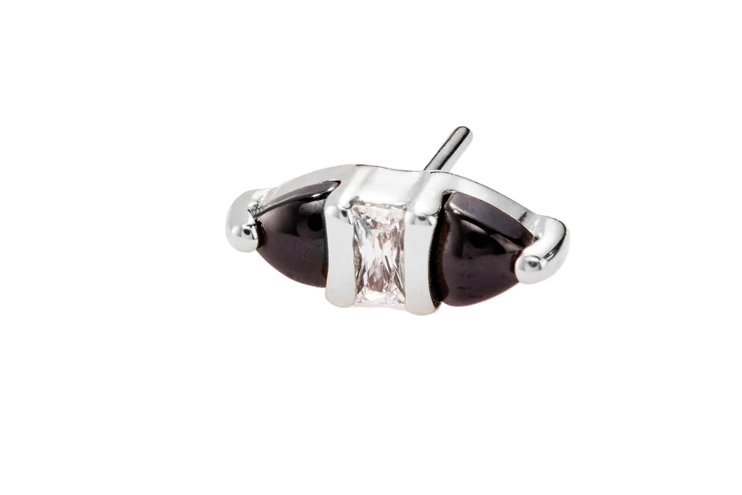 Innuendo – Black Spinel & CZ – 14K Gold Threadless End