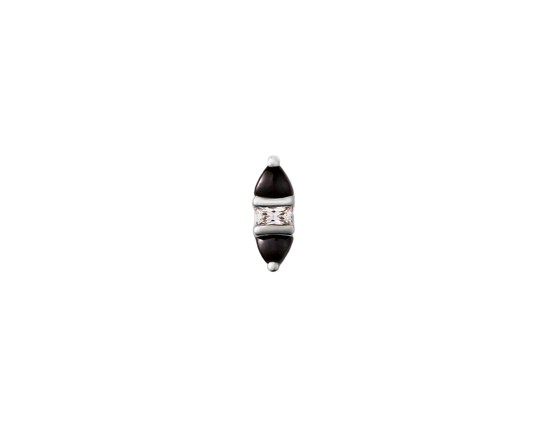 Innuendo – Black Spinel & CZ – 14K Gold Threadless End