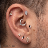Kite Illusion 9- Stones – 14K Gold Threadless/Threaded End