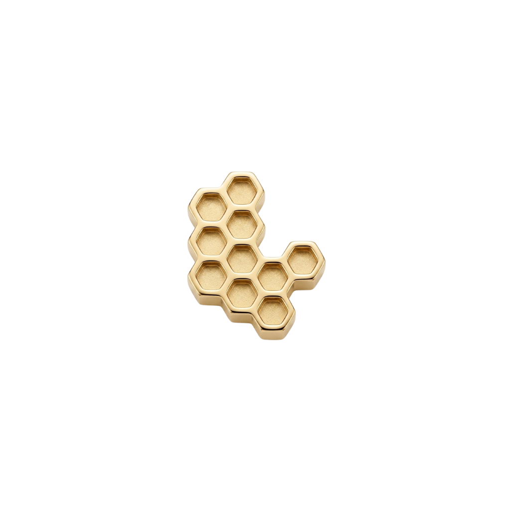 Large Honeycomb - 18K Gold Threadless End - piercing - zone.com