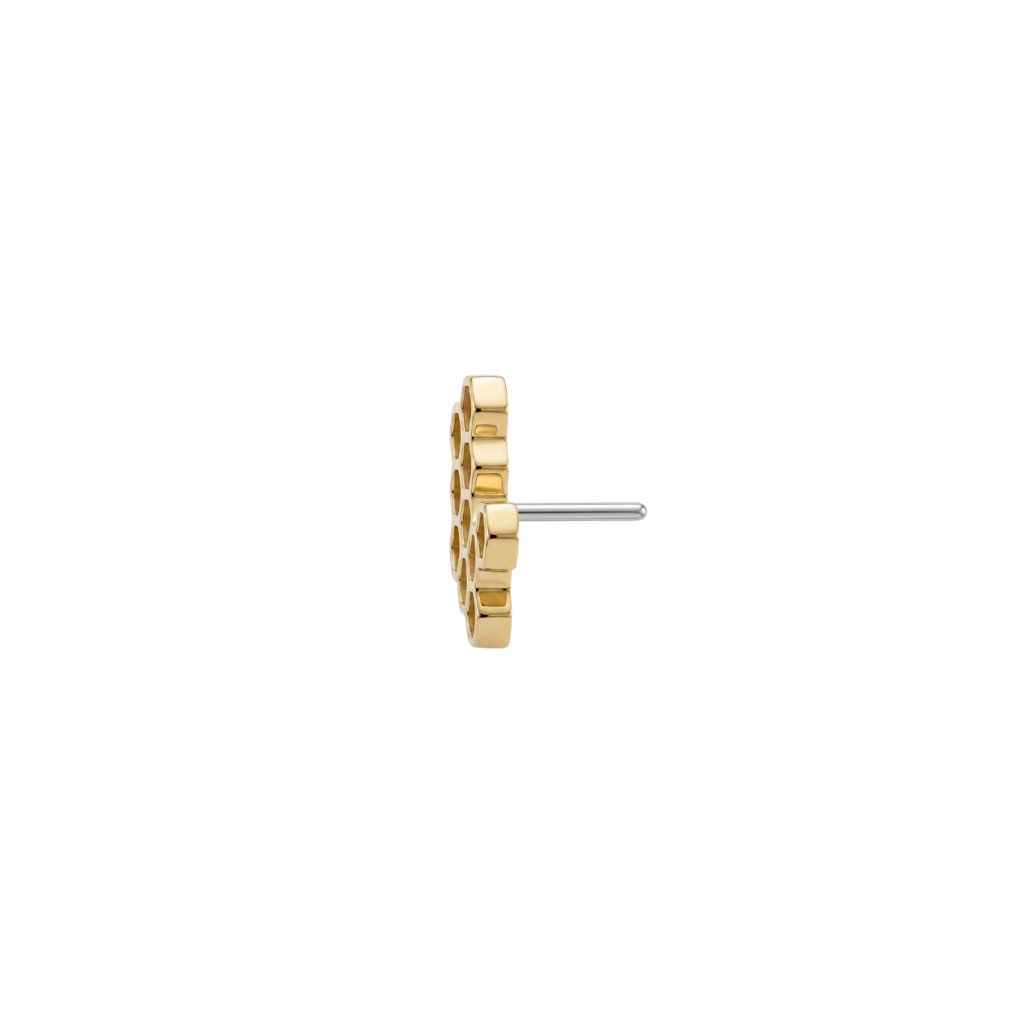 Large Honeycomb - 18K Gold Threadless End - piercing - zone.com