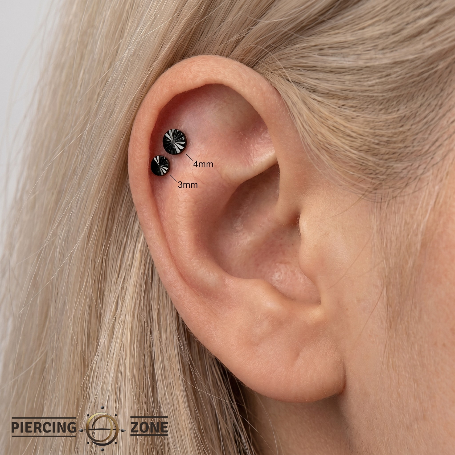 Lazer Disk – Black Rhodium Finish – 14K Gold Threadless End