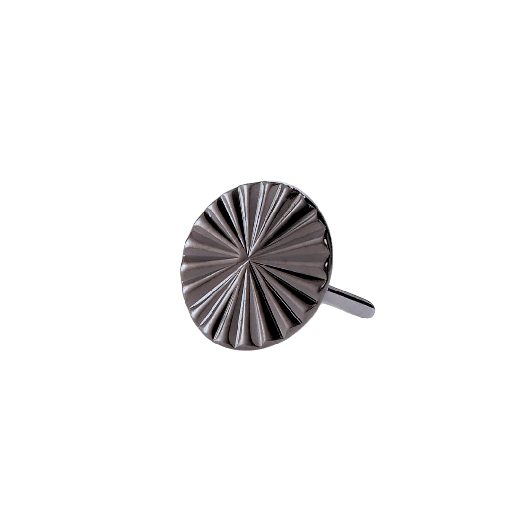 Lazer Disk – Black Rhodium Finish – 14K Gold Threadless End