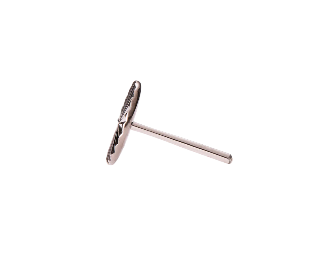 Lazer Disk – Black Rhodium Finish – 14K Gold Threadless End