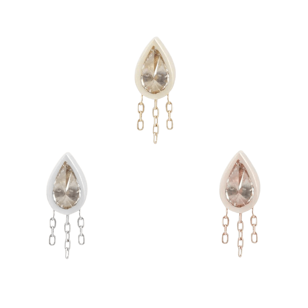 LET'S DANCE - CZ + CHAIN - THREADLESS END piercing-zone.com