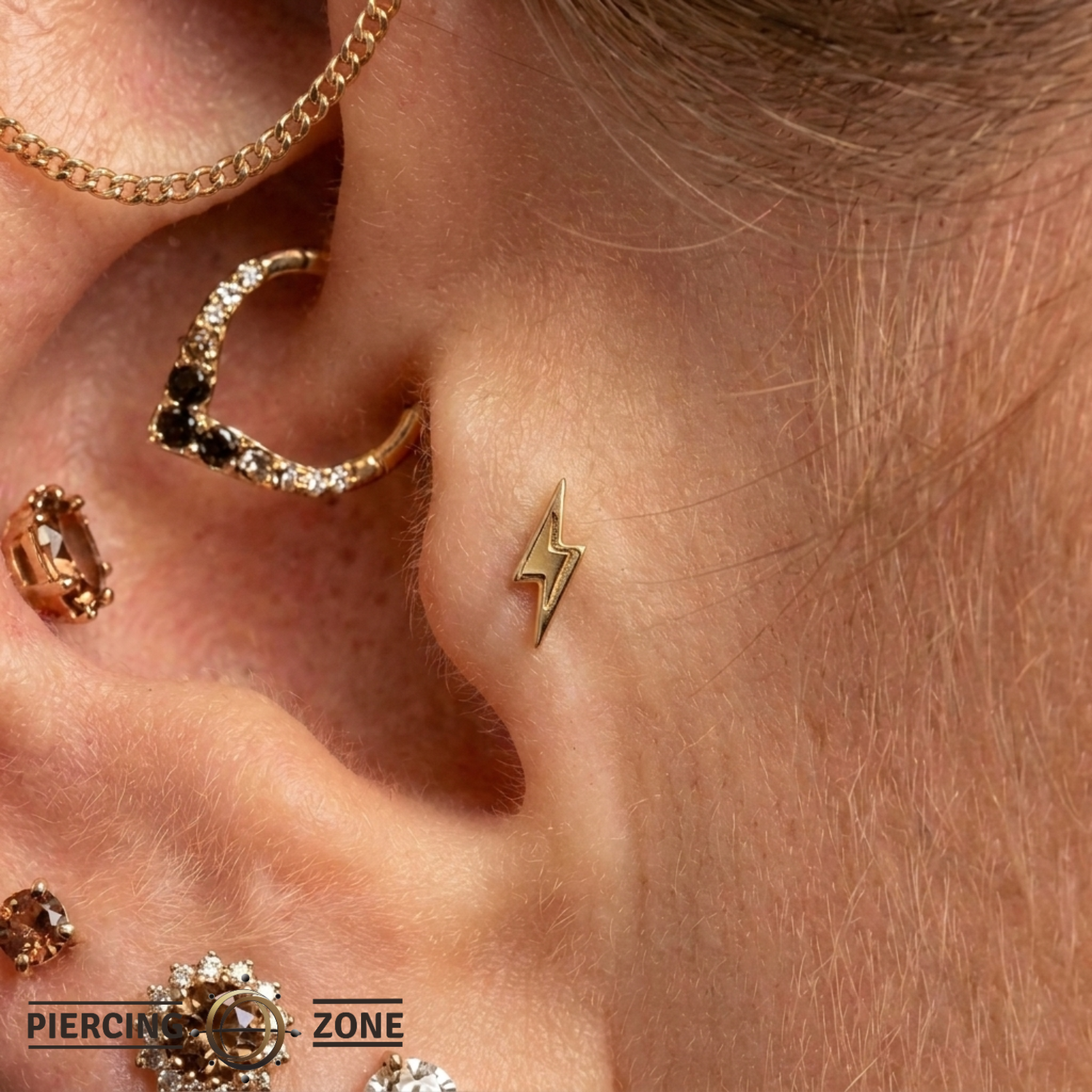Lightning Bolt 2 - 18K Gold Threadless/Threaded End
