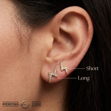 Lightning Bolt with Gems – 14K Gold Threadless/Threaded End