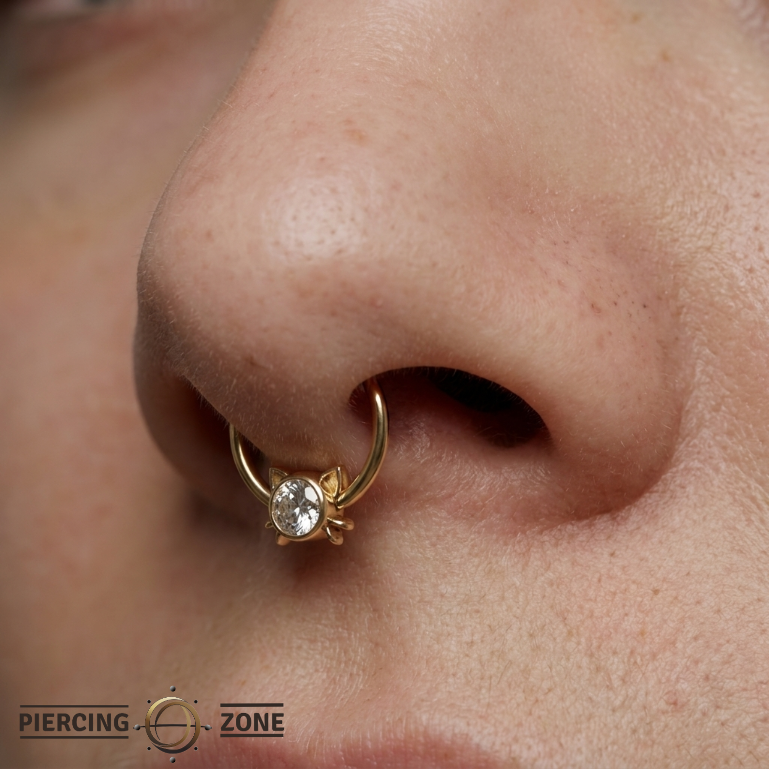 Lil Kitty - 14K Gold Gem Fixed Bead Ring