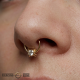 Lil Kitty - 14K Gold Gem Fixed Bead Ring