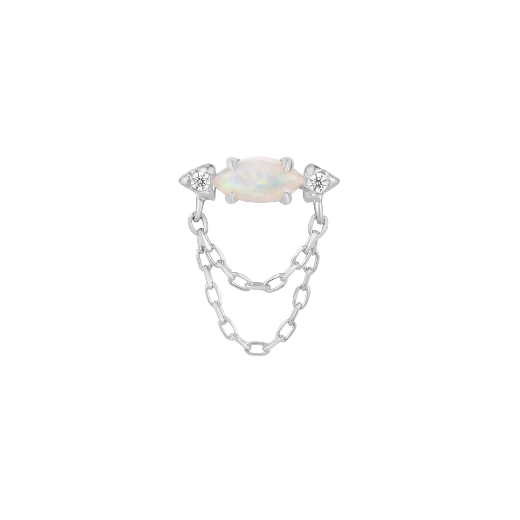 Limitless Opal & CZ Threadless End – 14K Gold with Chains