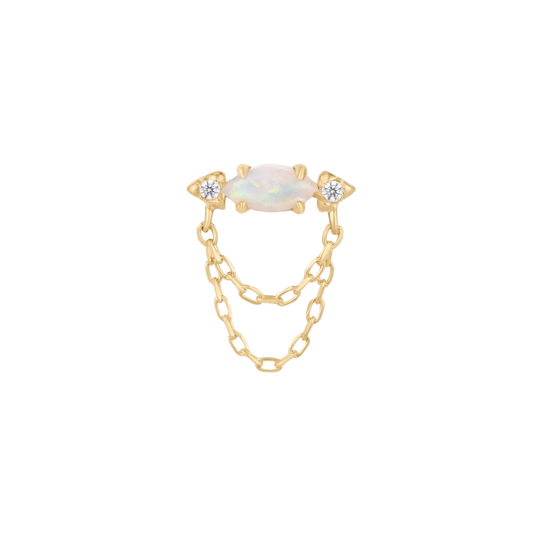 Limitless Opal & CZ Threadless End – 14K Gold with Chains