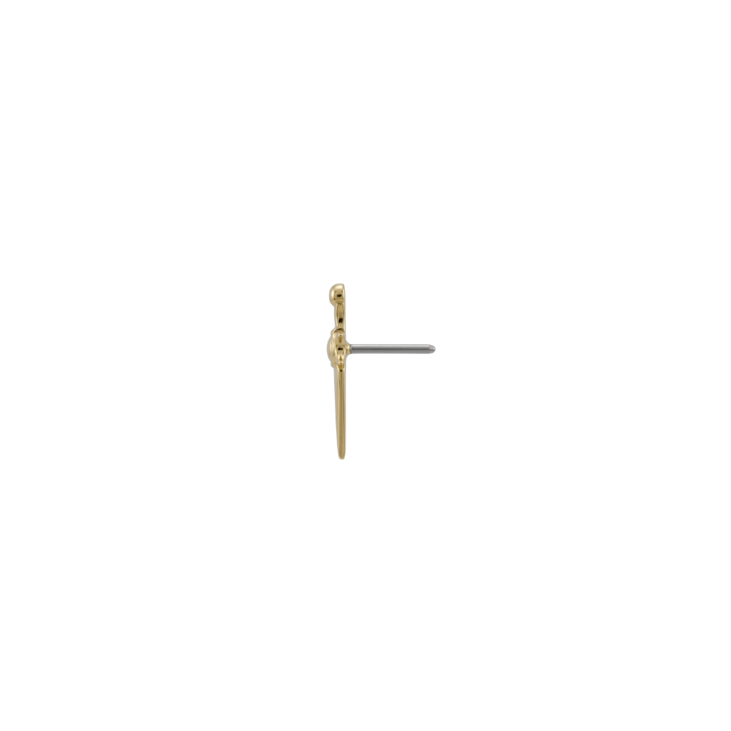 Long Dagger End - 18K Gold Threadless End - piercing - zone.com
